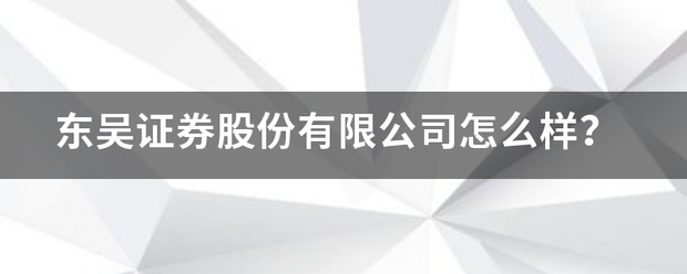 东吴证券股份有限公司怎么样<strong></p>
<p>东吴证券</strong>？